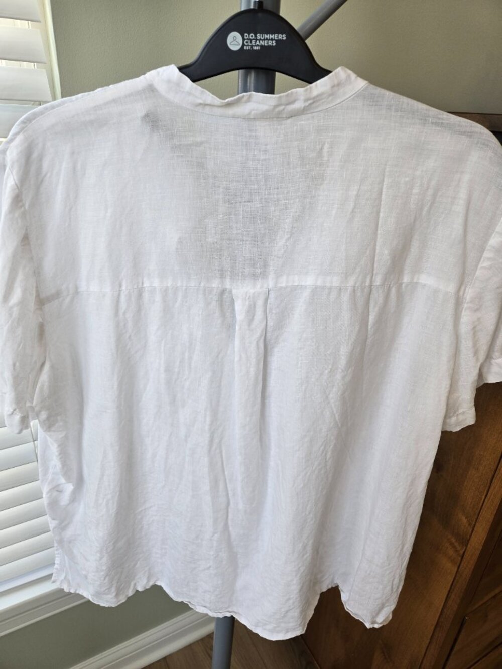 Eileen Fisher Organic Handkerchief Linen Band Collar Shirt - Picture 4 of 5